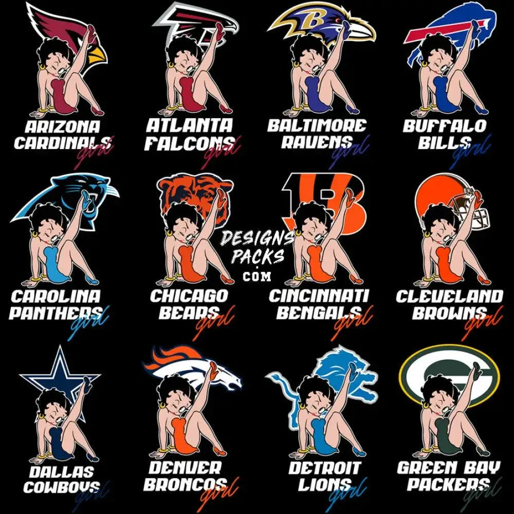 32 Cartoon BETTY Football Teams Designs Bundle PNG   AI