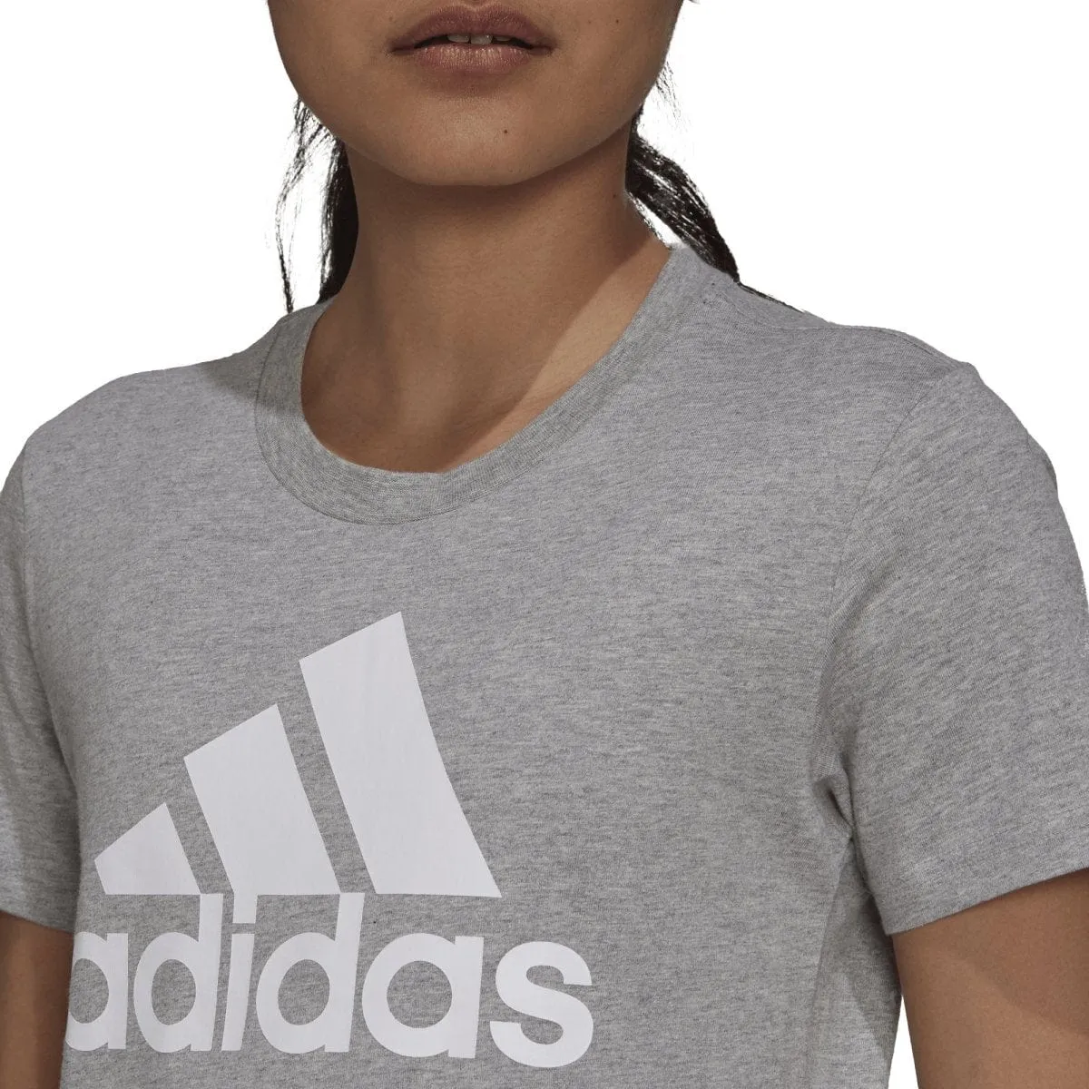 ADIDAS WOMEN'S LOUNGEWEAR ESSENTIALS LOGO GREY TEE