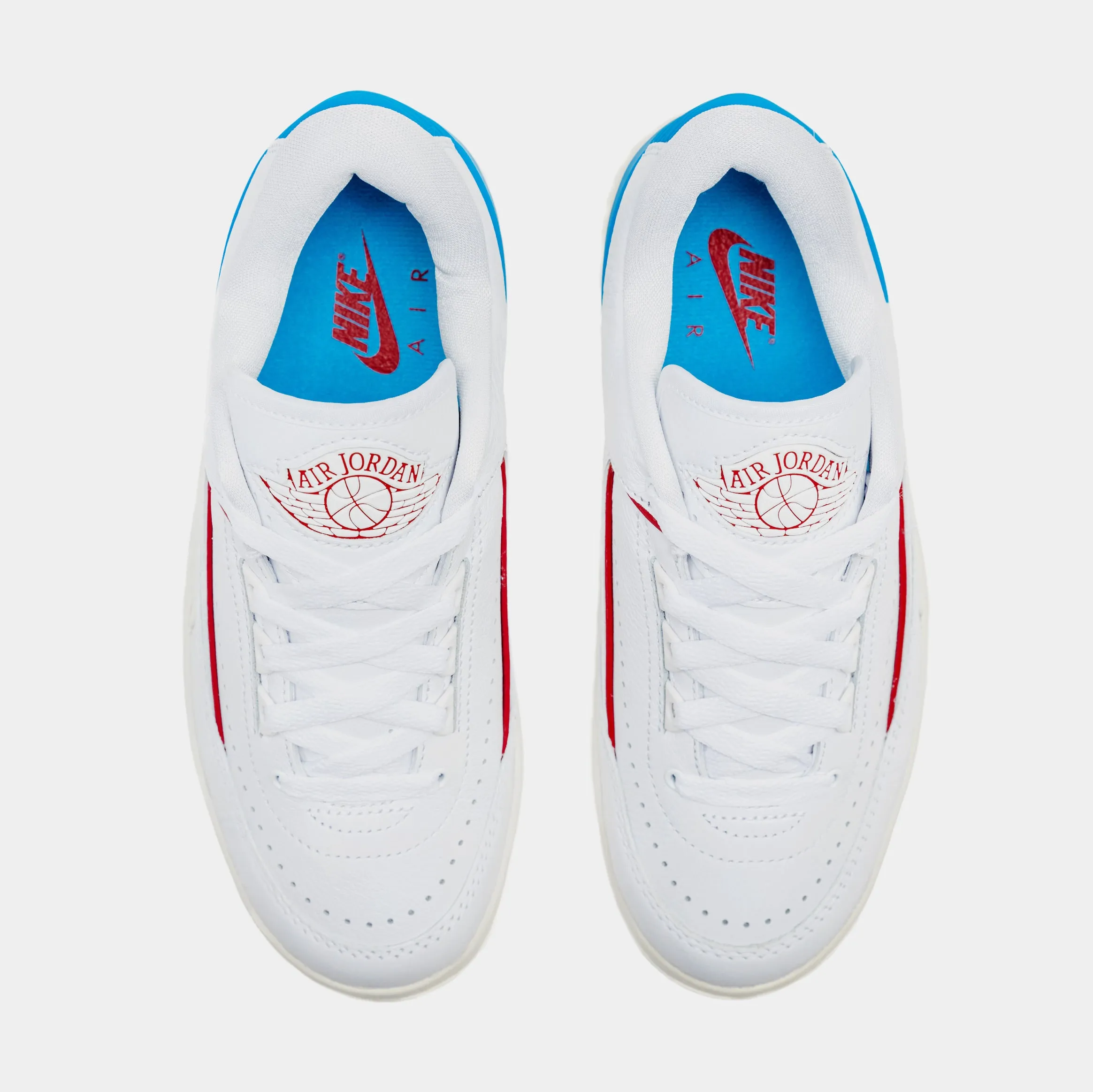 Air Jordan 2 Retro Low Gym Red Dark Powder Blue Womens Lifestyle Shoes (Red/White/Blue)