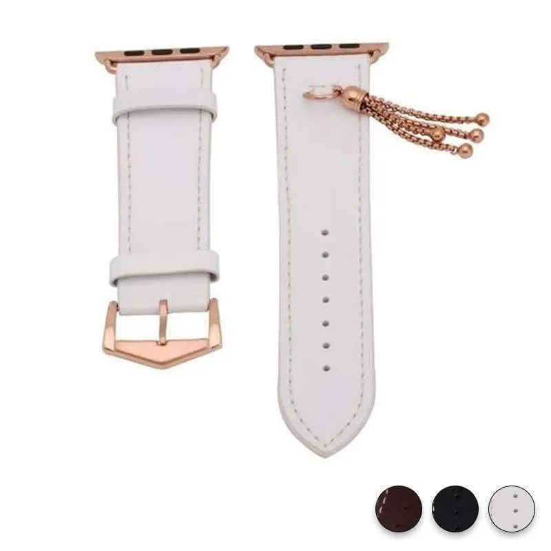 Apple Watch Series Rose gold Tassels Cowhide Genuine Leather Strap