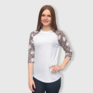 Baseball Cheetah White Polyester Top