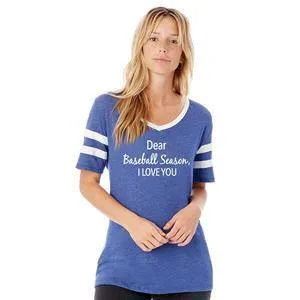 Baseball t-shirts Dear Baseball season I love you Varsity vintage v-neck Red, grey or blue S - XL