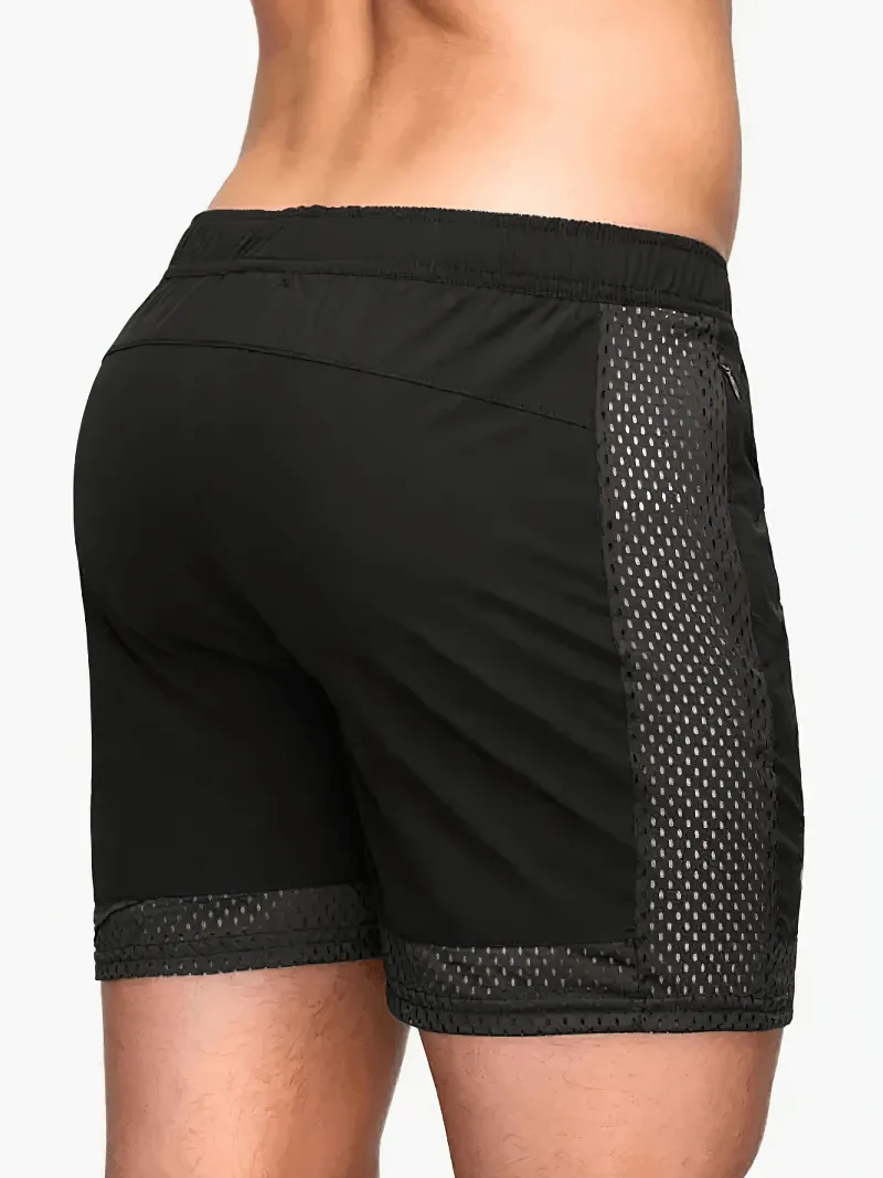 Breathable Mesh Black Athletic Shorts - SF2157