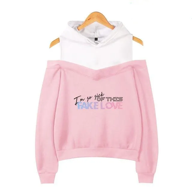 BTS Fake Love Off-shoulder Hoodies