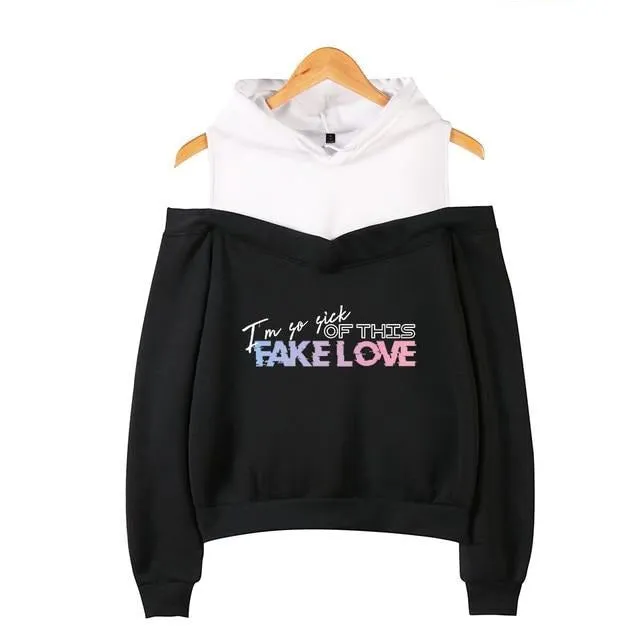 BTS Fake Love Off-shoulder Hoodies