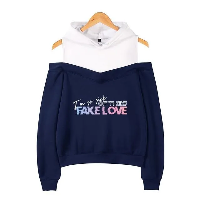 BTS Fake Love Off-shoulder Hoodies