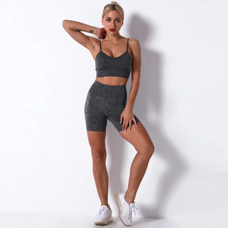 Gym Set Top Women Shorts Summer 2 Piece Outfit Seamless Sports Bra Sportswear Leggings For Fitness Yoga Set Women Clothes