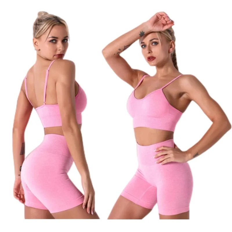 Gym Set Top Women Shorts Summer 2 Piece Outfit Seamless Sports Bra Sportswear Leggings For Fitness Yoga Set Women Clothes