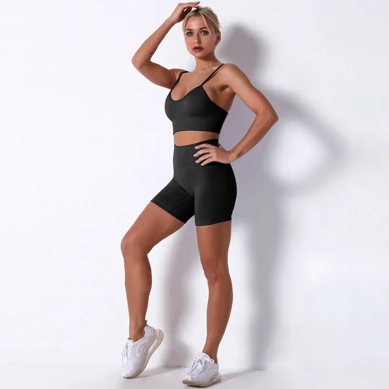 Gym Set Top Women Shorts Summer 2 Piece Outfit Seamless Sports Bra Sportswear Leggings For Fitness Yoga Set Women Clothes