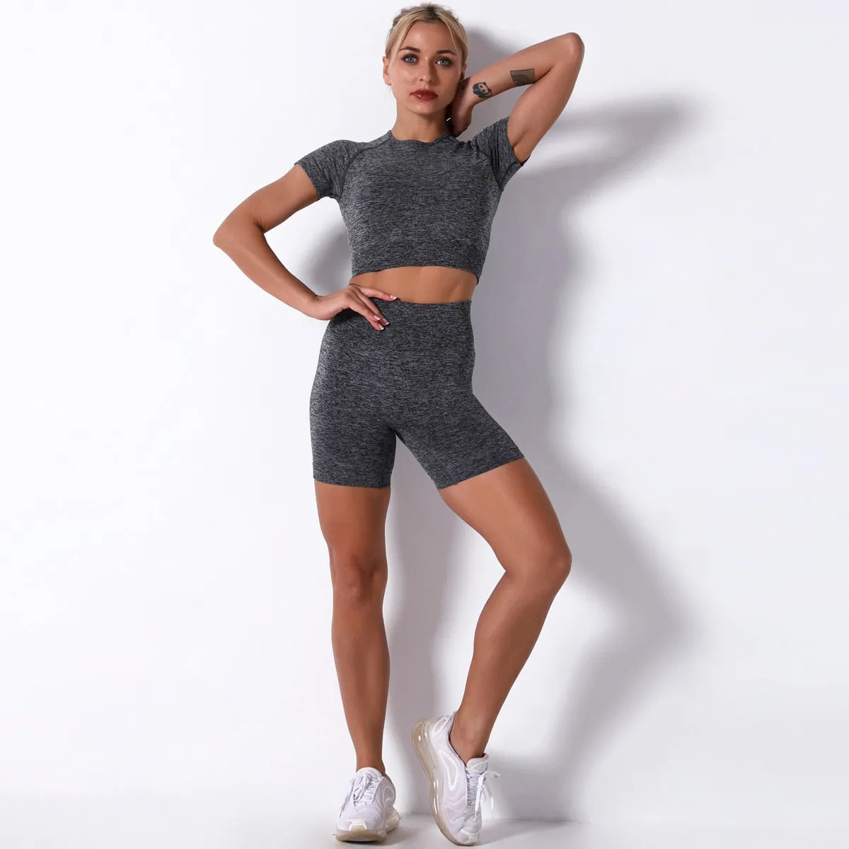 Gym Set Top Women Shorts Summer 2 Piece Outfit Seamless Sports Bra Sportswear Leggings For Fitness Yoga Set Women Clothes