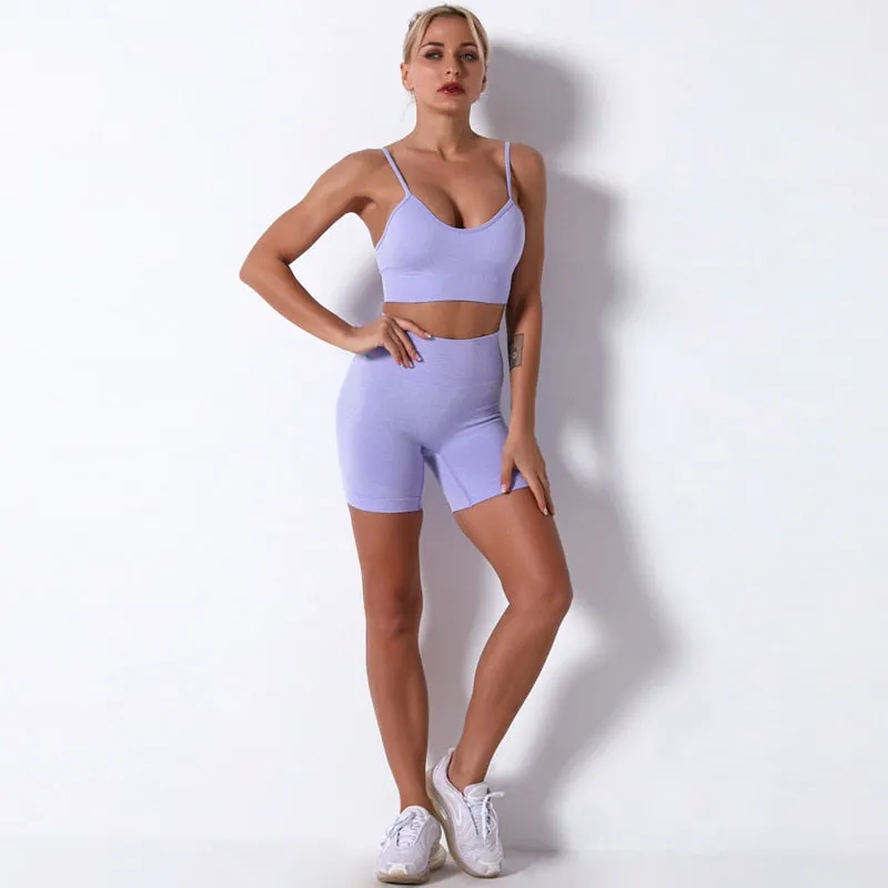 Gym Set Top Women Shorts Summer 2 Piece Outfit Seamless Sports Bra Sportswear Leggings For Fitness Yoga Set Women Clothes