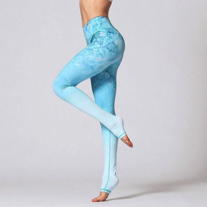 High Waist Sports Leggings with Floral Prints for Women - SF1157