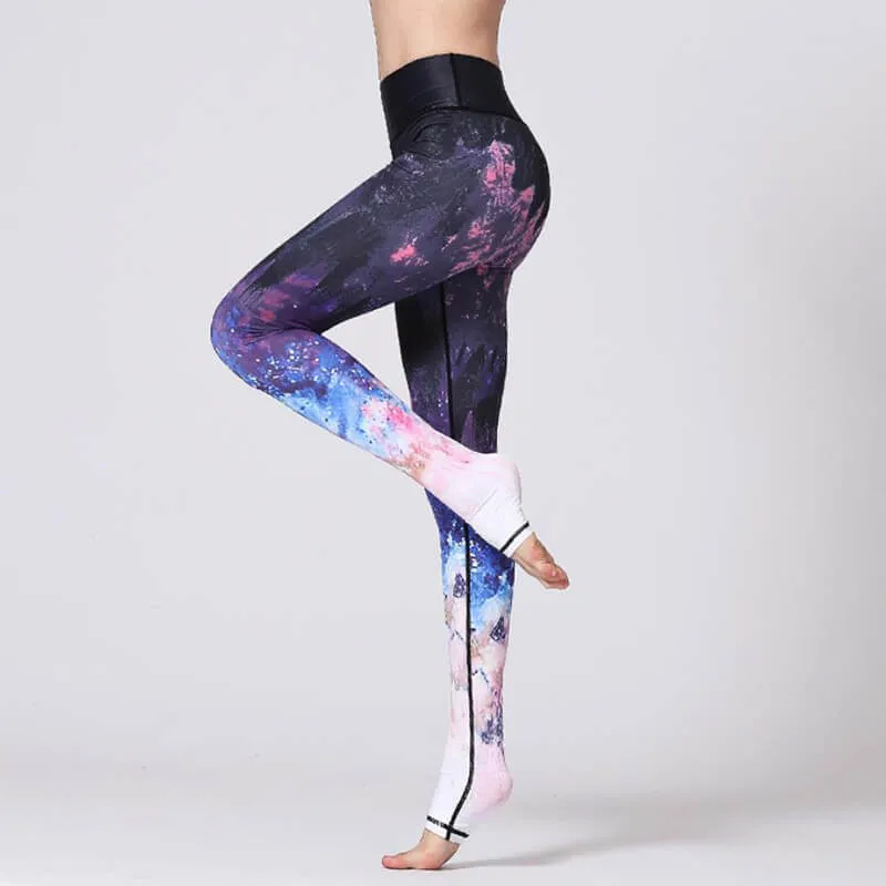 High Waist Sports Leggings with Floral Prints for Women - SF1157