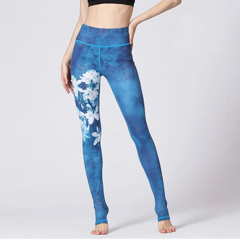 High Waist Sports Leggings with Floral Prints for Women - SF1157