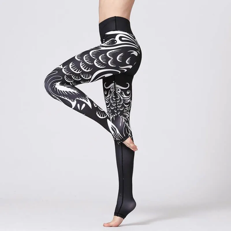 High Waist Sports Leggings with Floral Prints for Women - SF1157