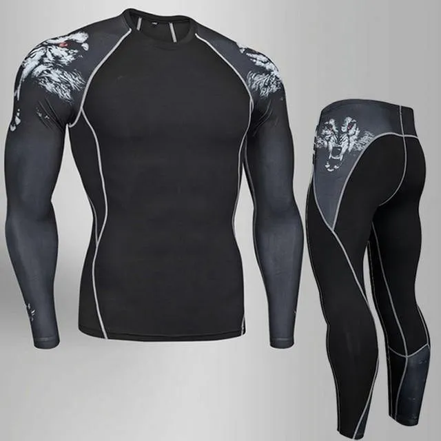 Man Compression Tights Leggings Men's Sports Suit Jogging Suits Gym Training T-shirt MMA Rash Guard Male Compression Cothing