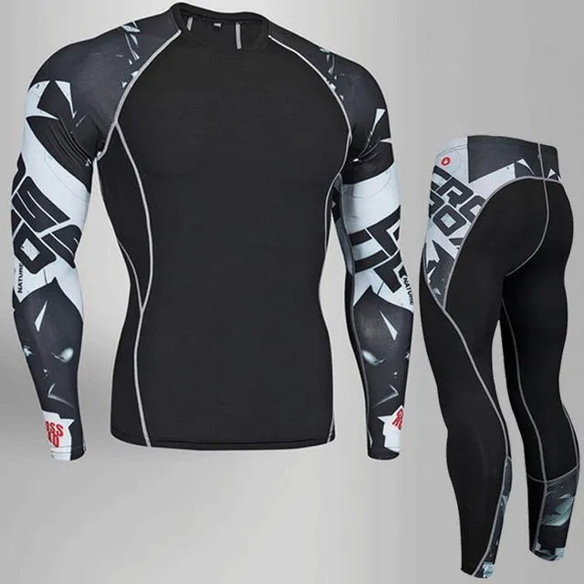 Man Compression Tights Leggings Men's Sports Suit Jogging Suits Gym Training T-shirt MMA Rash Guard Male Compression Cothing