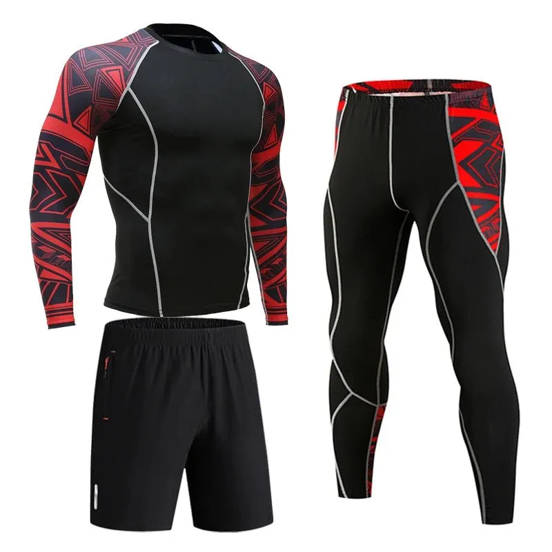 Men's Compression Sportswear Set Long Sleeve Shirt Sun Protection Base Layer Underwear for Fitness Tracksuit