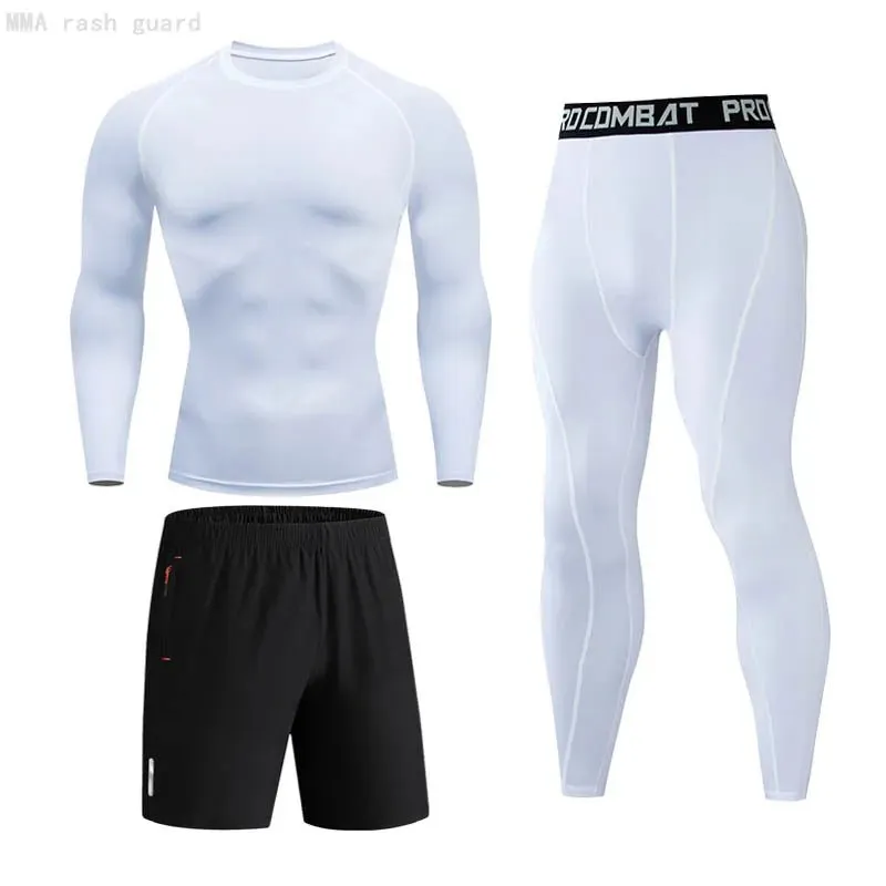 Men's Compression Sportswear Set Long Sleeve Shirt Sun Protection Base Layer Underwear for Fitness Tracksuit