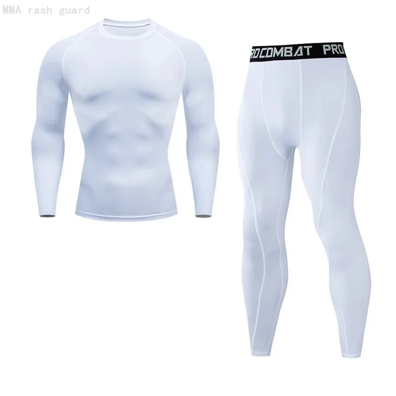 Men's Compression Sportswear Set Long Sleeve Shirt Sun Protection Base Layer Underwear for Fitness Tracksuit