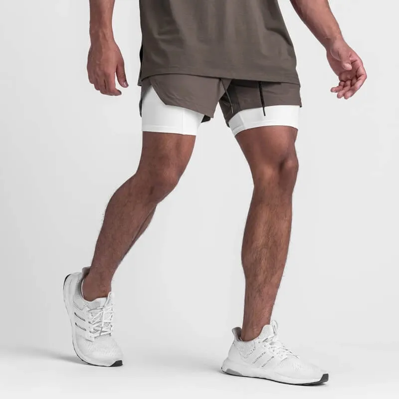 Men's Double-Layer Sports Running Shorts with Pockets - SF1105