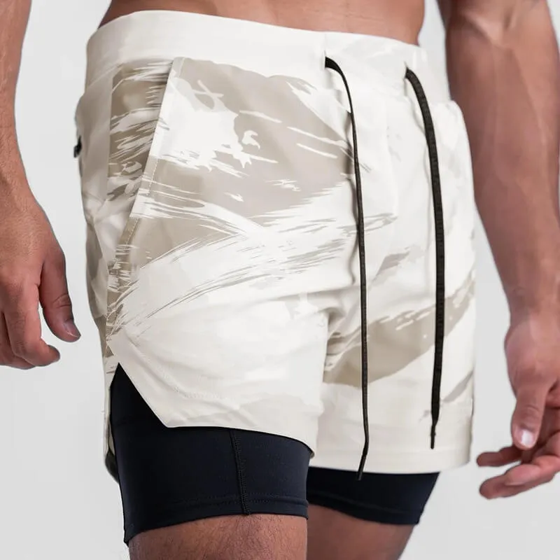 Men's Double-Layer Sports Running Shorts with Pockets - SF1105