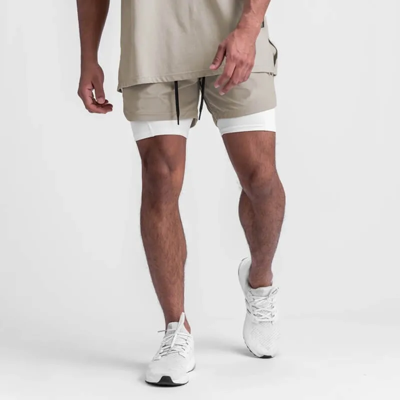 Men's Double-Layer Sports Running Shorts with Pockets - SF1105