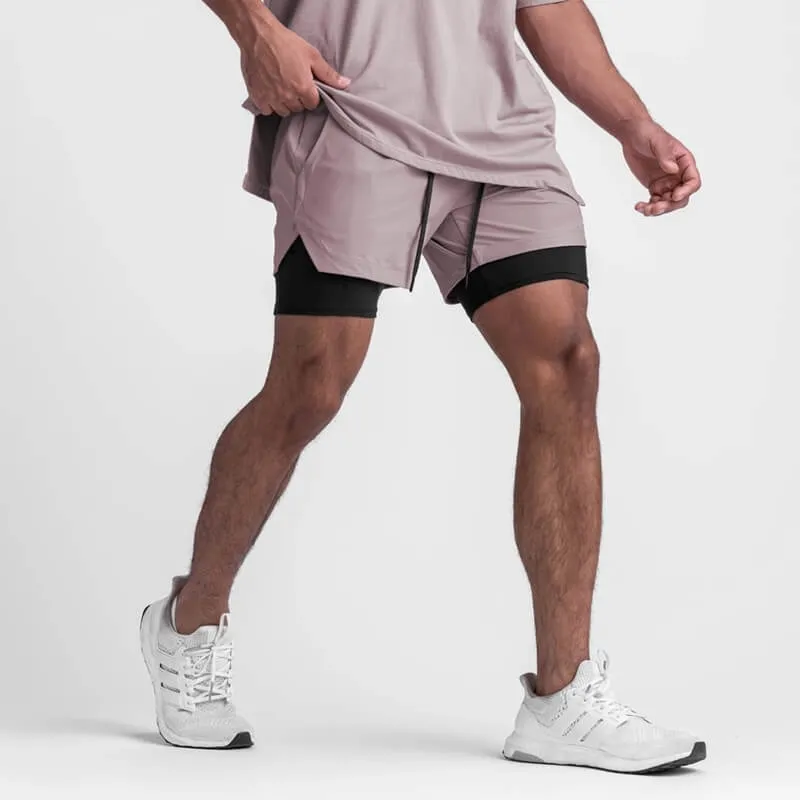 Men's Double-Layer Sports Running Shorts with Pockets - SF1105