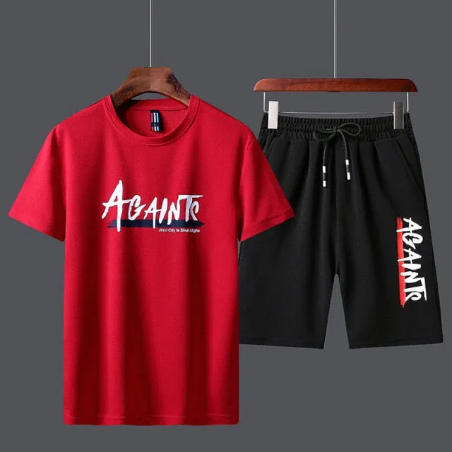 Men's Tracksuit Summer Clothes Sportswear Two Piece Set T Shirt Shorts Brand Track Clothing Male Sweatsuit Sports Suits Husband