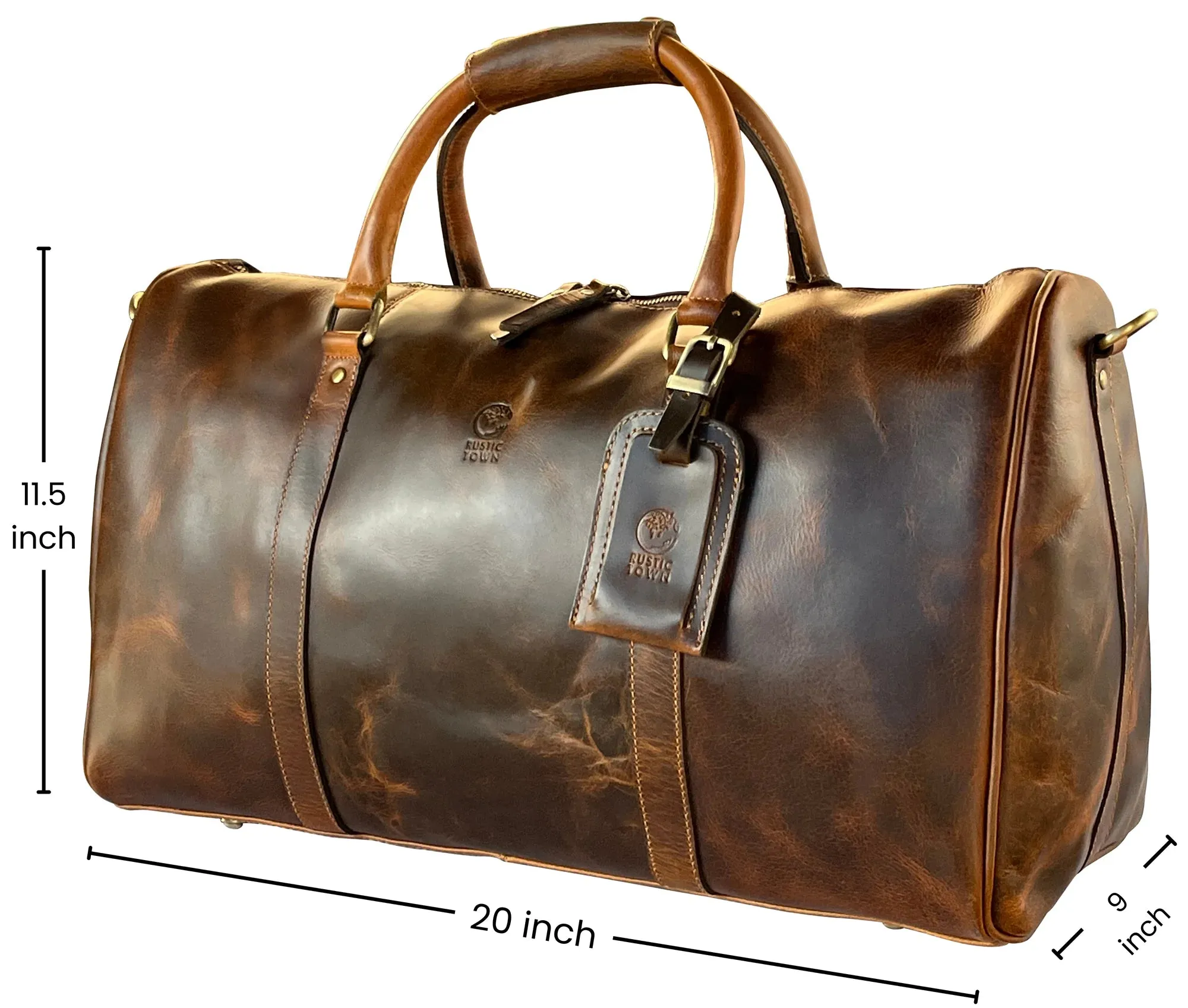 Nando Adventure Leather Travel Duffle Bag (Brown)