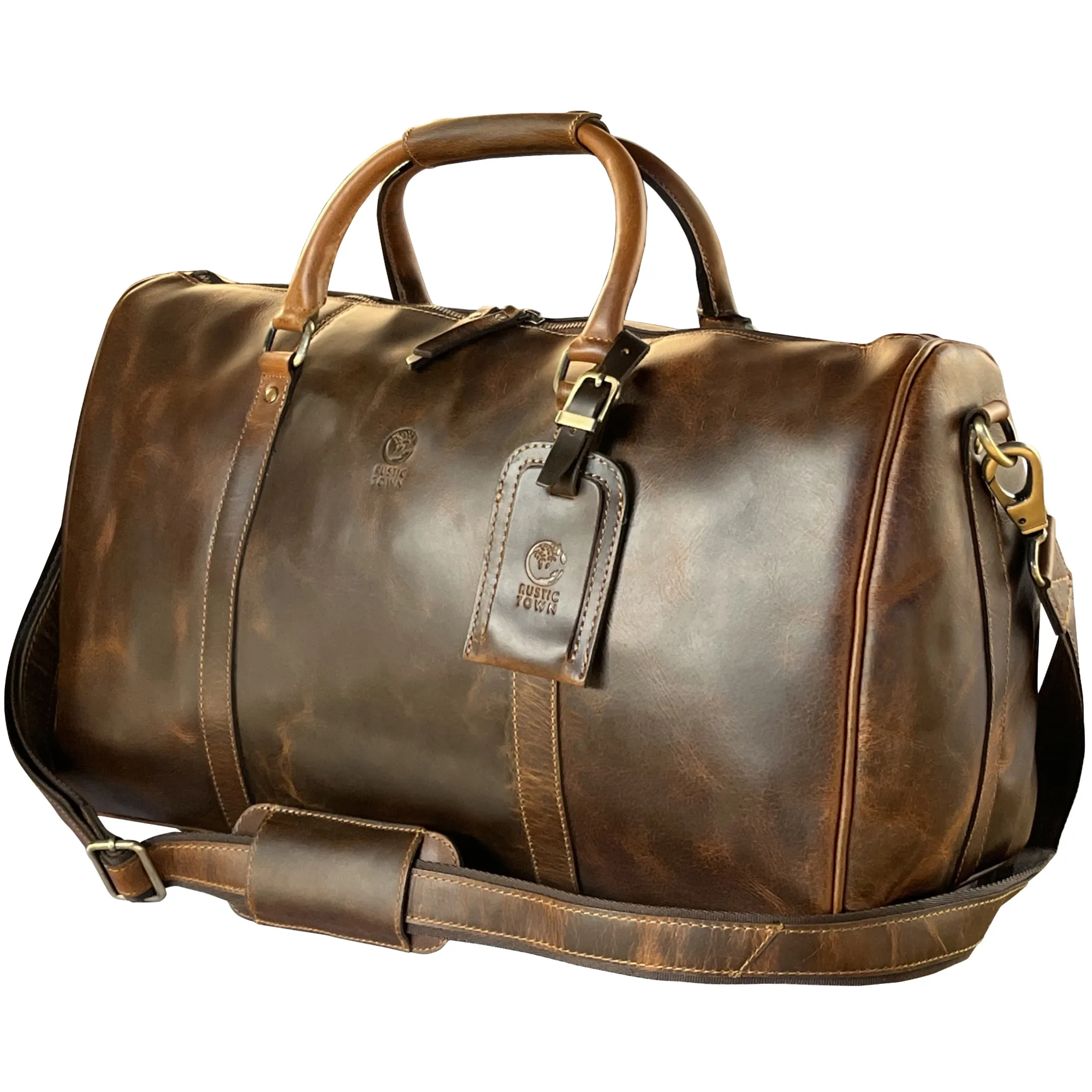 Nando Adventure Leather Travel Duffle Bag (Brown)