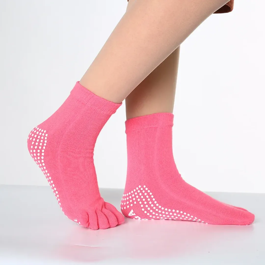 Non-Slip Five-Toed Yoga Socks for Women - Breathable & Colorful (12 Colors)