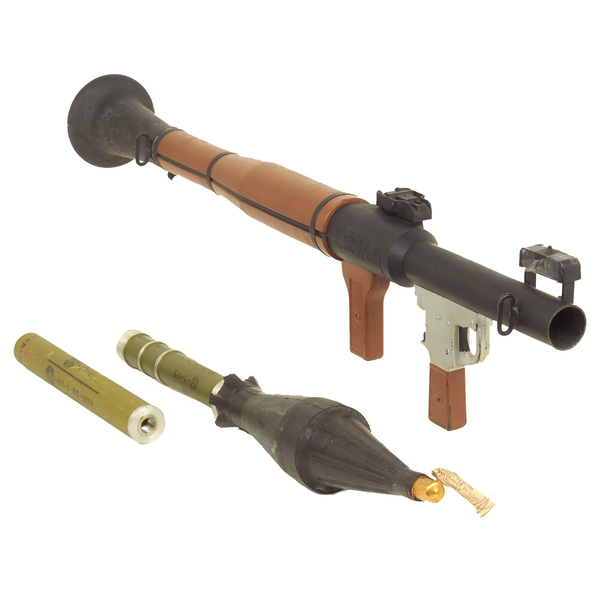 Original U.S. Global War On Terror Inert/Deactivated RPG-7 Solid Dummy Replica Launcher OPFOR Training Aid With Cold War Era Bulgarian Training Rocket