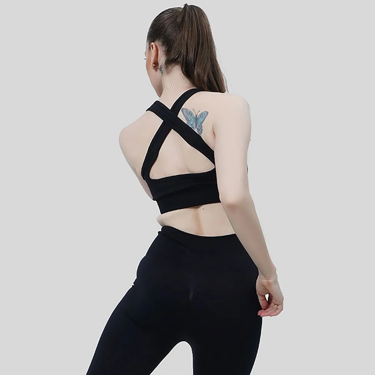 Performance Runched Sports Bra (Black)