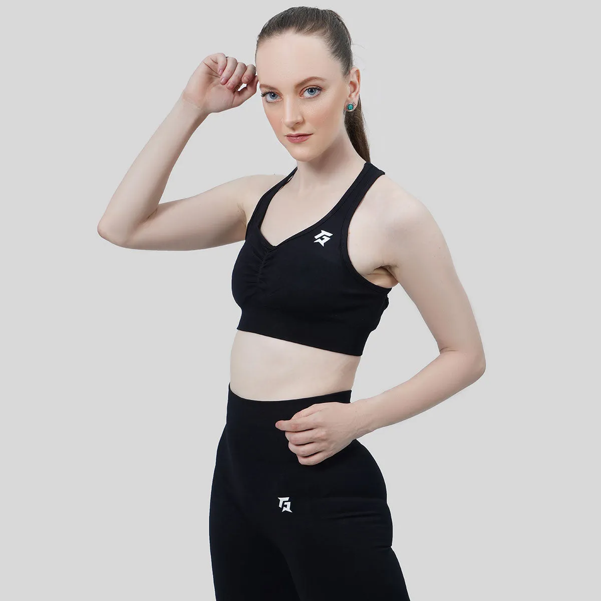 Performance Runched Sports Bra (Black)