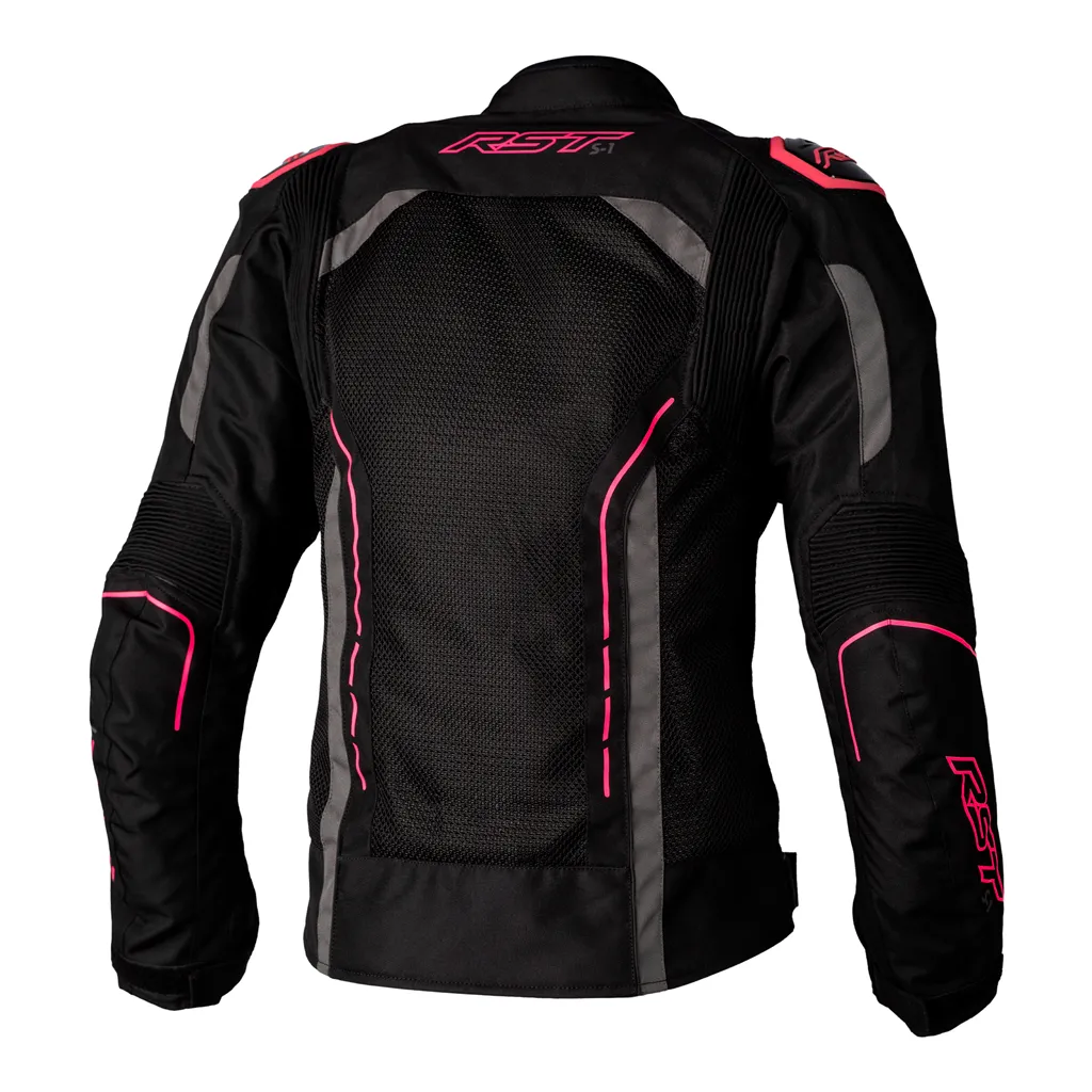 RST S1 Mesh CE Ladies Textile Jacket - Black/Neon Pink