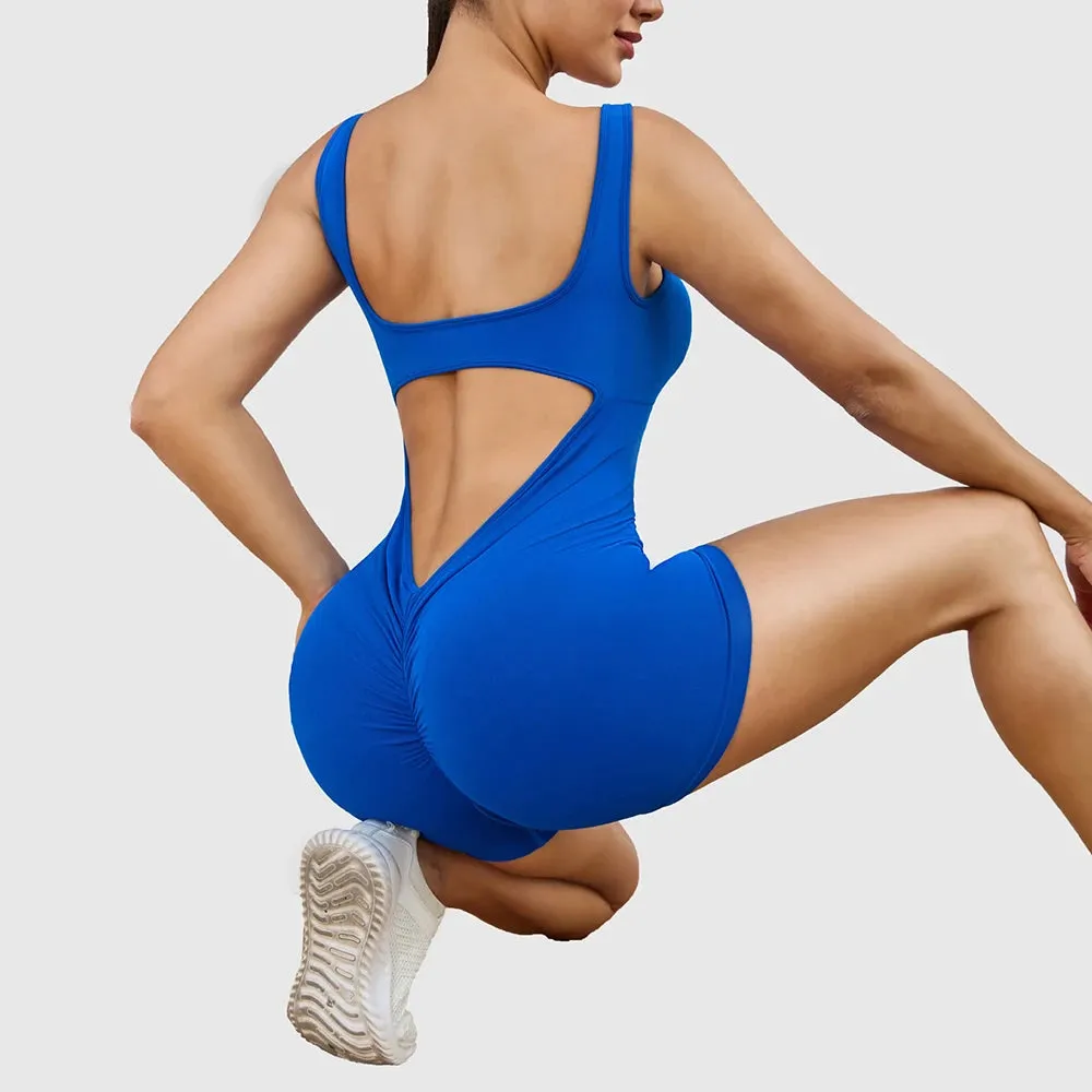 Seamless Hollow Out Back Sports Romper