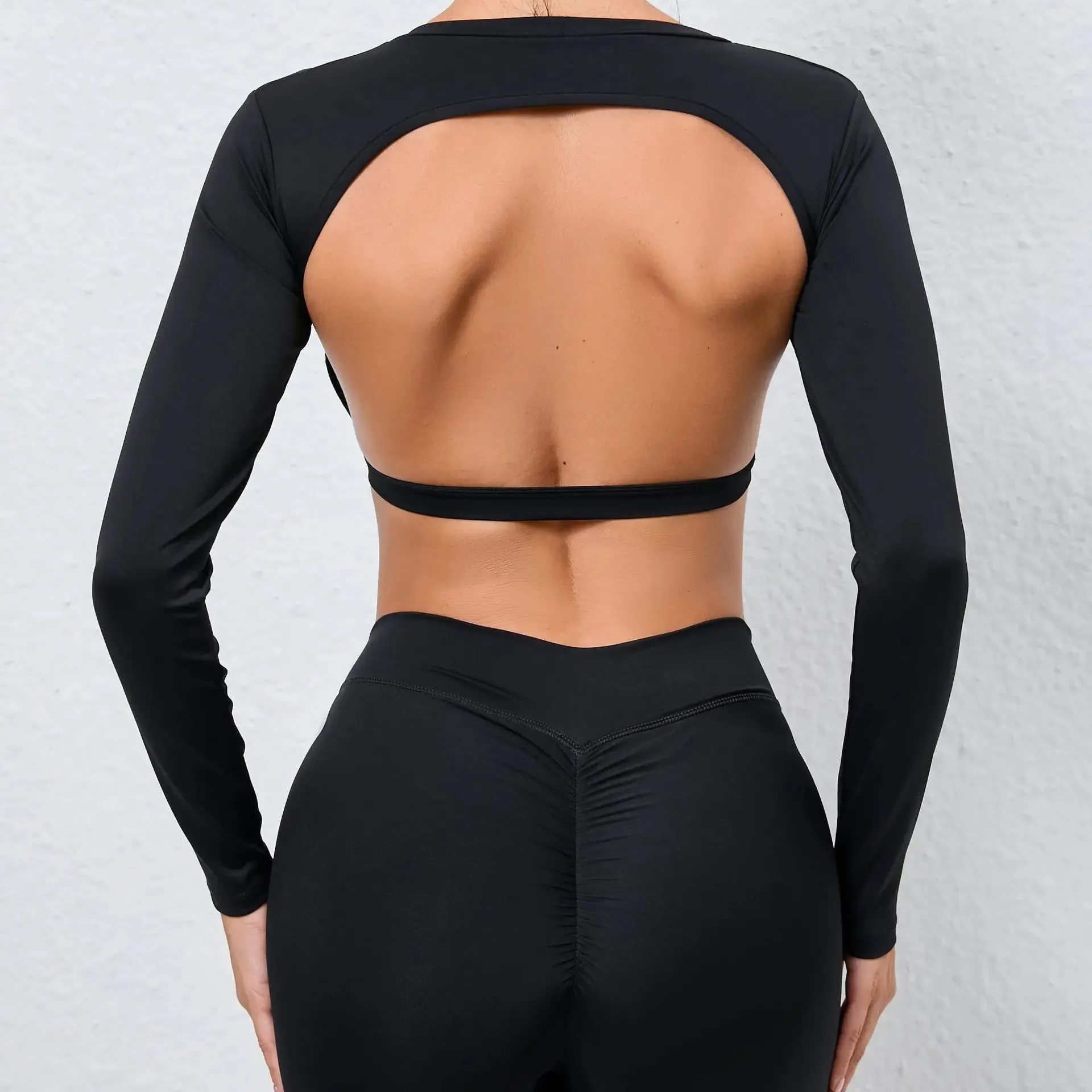 Sexy Long Sleeve Yoga Backless Gym Top