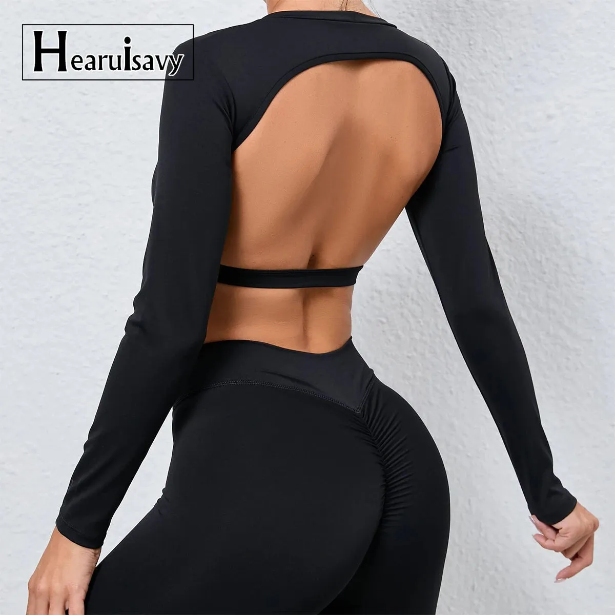 Sexy Long Sleeve Yoga Backless Gym Top