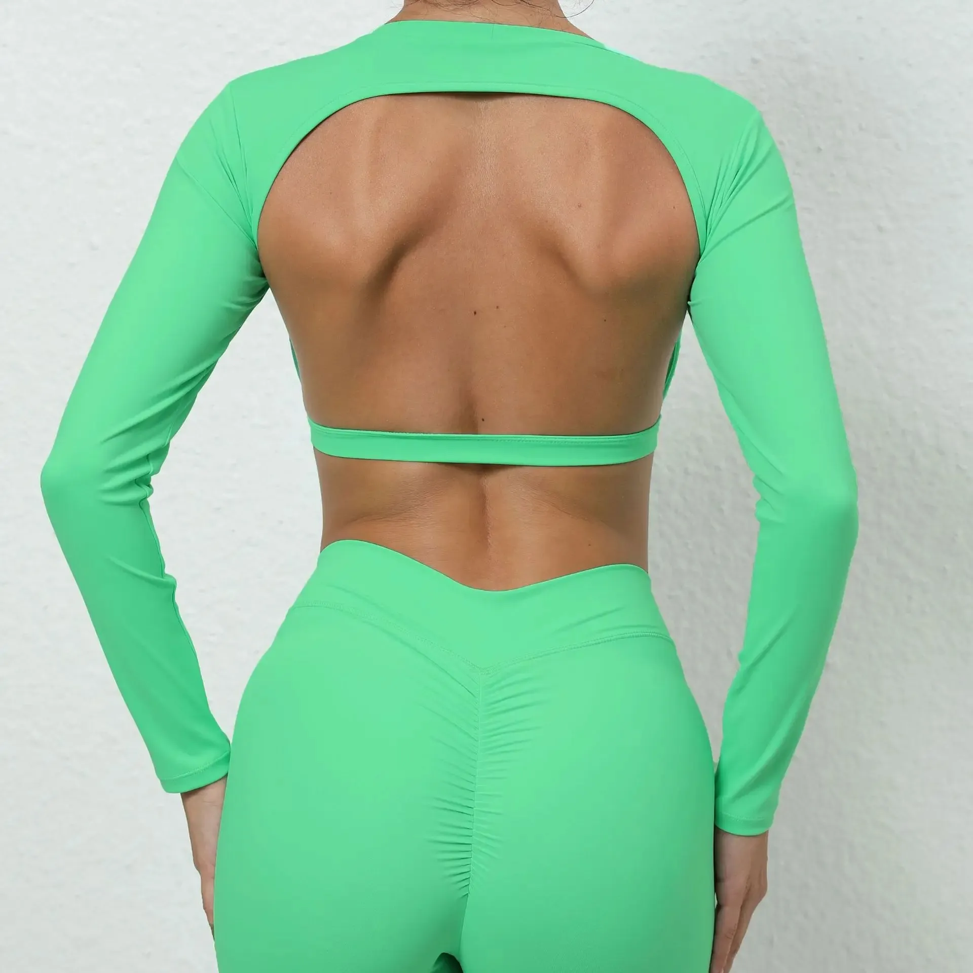 Sexy Long Sleeve Yoga Backless Gym Top