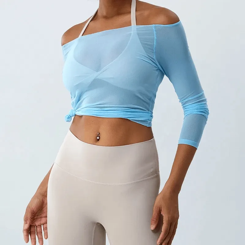 Sexy Sheer Sports Long Sleeves Women's Top - SF1828