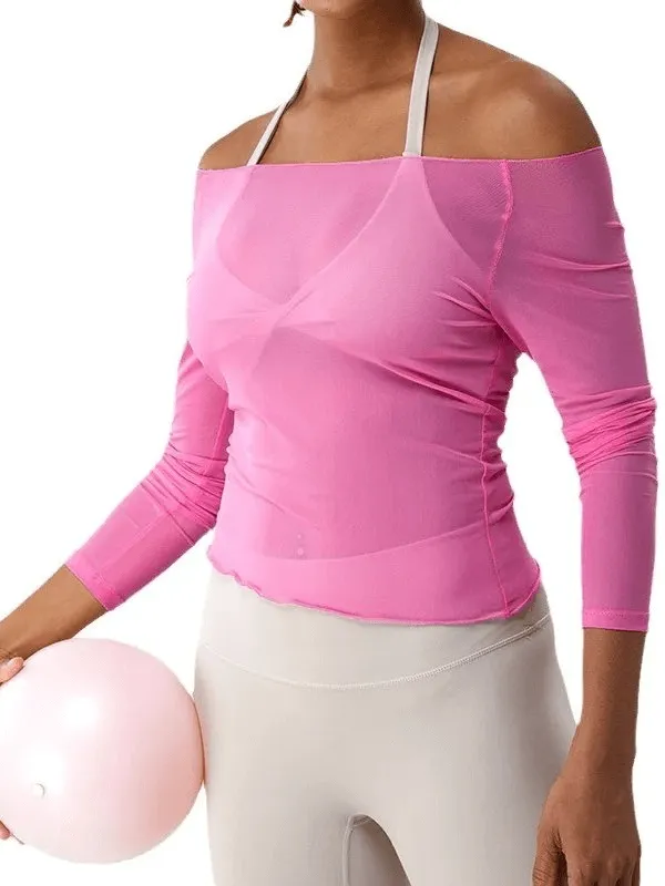 Sexy Sheer Sports Long Sleeves Women's Top - SF1828