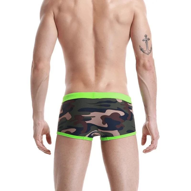 Sexy Sports Low Waist Camouflage Male Swimming Trunks - SF1072