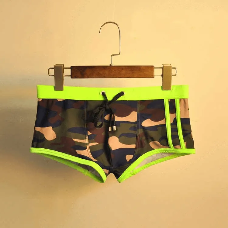 Sexy Sports Low Waist Camouflage Male Swimming Trunks - SF1072