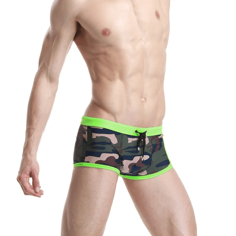 Sexy Sports Low Waist Camouflage Male Swimming Trunks - SF1072