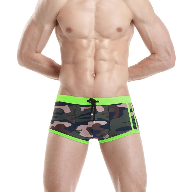 Sexy Sports Low Waist Camouflage Male Swimming Trunks - SF1072