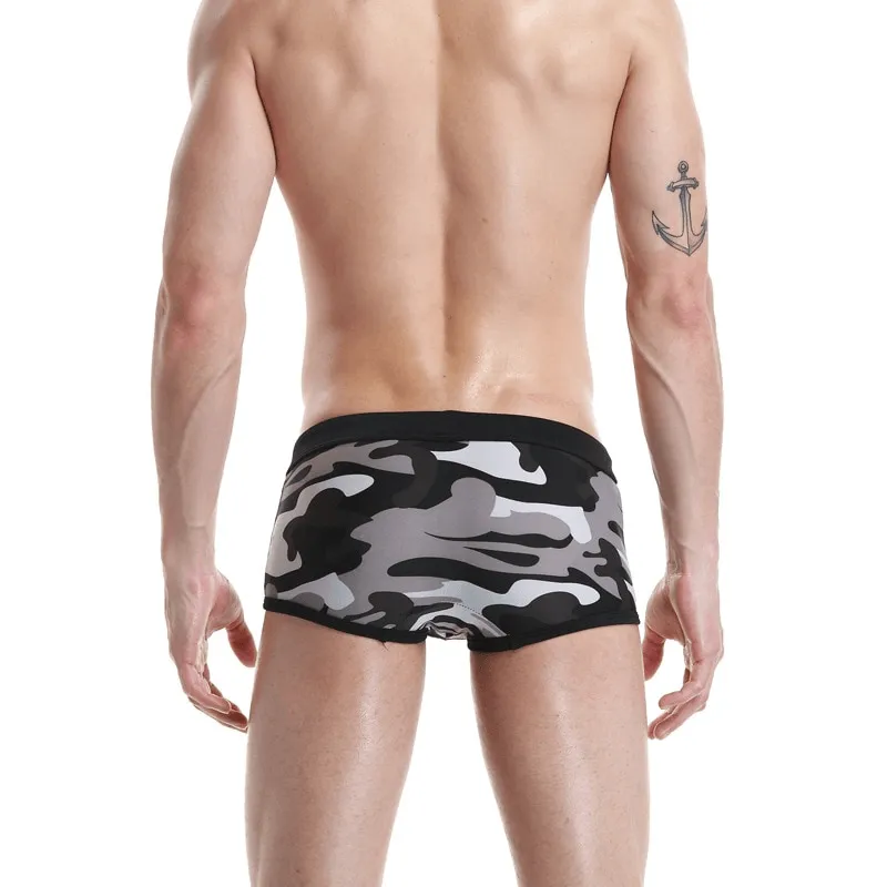 Sexy Sports Low Waist Camouflage Male Swimming Trunks - SF1072