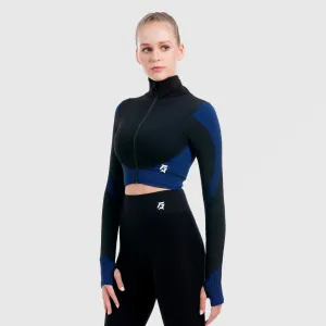 Striped Seamless Jacket (Black-Blue)