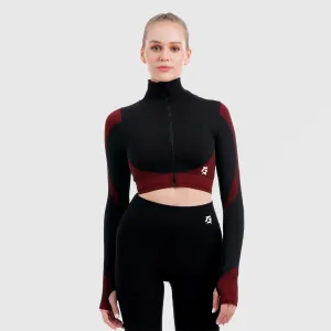 Striped Seamless Jacket (Black-Red)