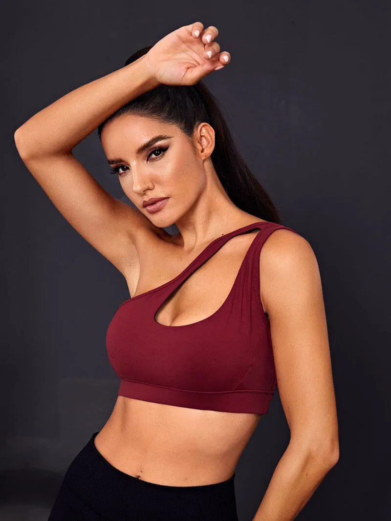 Stylish Women's One-shoulder Sports Bra for Fitness - SF0981